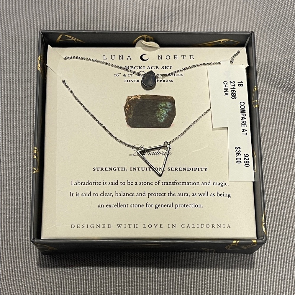 Luna Norte Silver Necklace Set with Labradorite